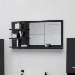 vidaXL Badspiegel Hochglanz-Schwarz 90x10,5x45 cm Holzwerkstoff