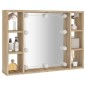 vidaXL Spiegelschrank mit LED Sonoma-Eiche 76x15x55 cm vidaXL Spiegelschrank mit LED Sonoma-Eiche 76x15x55 cm