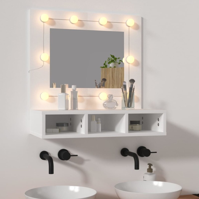 vidaXL Spiegelschrank mit LED Weiß 60x31,5x62 cm vidaXL Spiegelschrank mit LED Weiß 60x31,5x62 cm