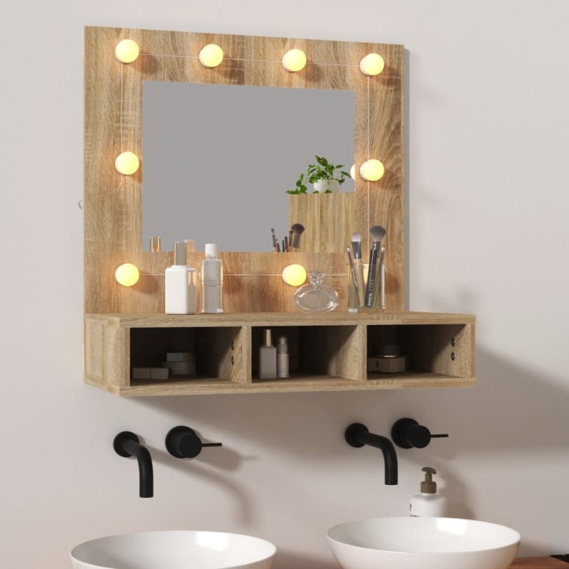 vidaXL Spiegelschrank mit LED Sonoma-Eiche 60x31,5x62 cm vidaXL Spiegelschrank mit LED Sonoma-Eiche 60x31,5x62 cm