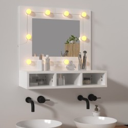 vidaXL Spiegelschrank mit LED Hochglanz-Weiß 60x31,5x62 cm