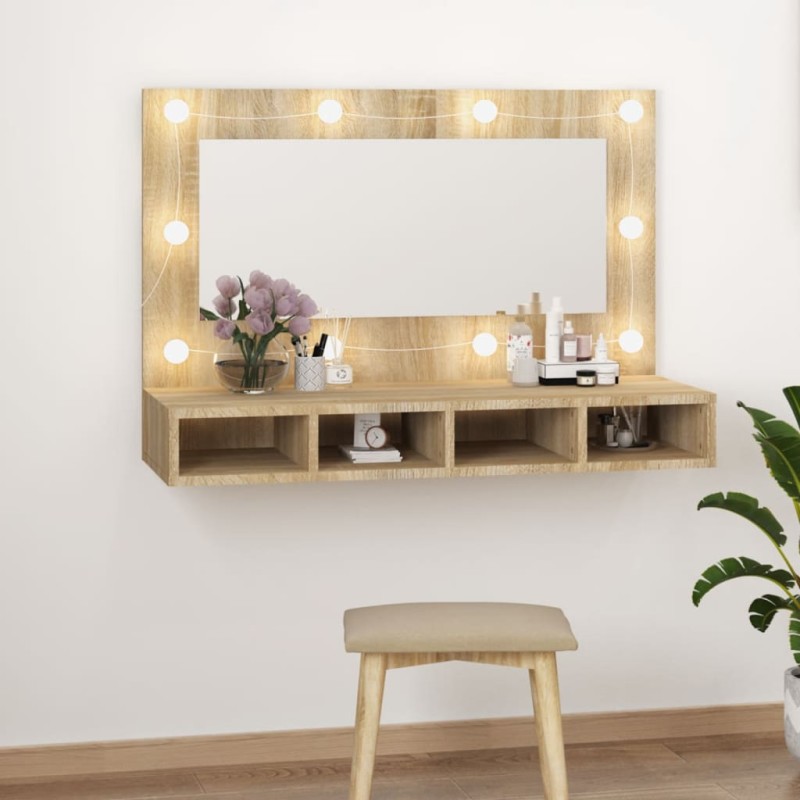 vidaXL Spiegelschrank mit LED Sonoma-Eiche 90x31,5x62 cm vidaXL Spiegelschrank mit LED Sonoma-Eiche 90x31,5x62 cm
