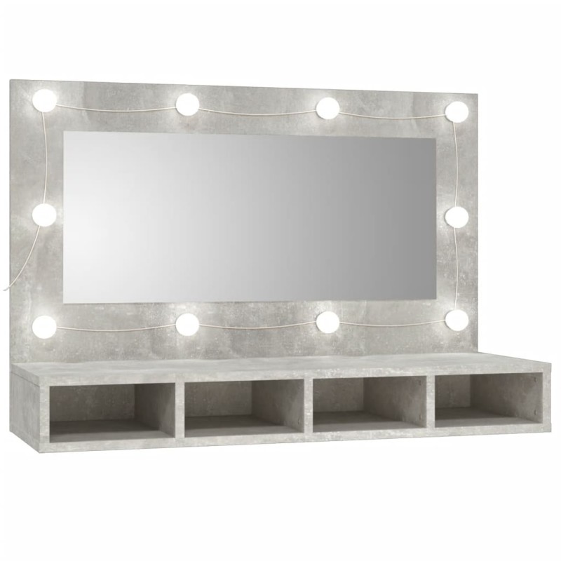 vidaXL Spiegelschrank mit LED Betongrau 90x31,5x62 cm vidaXL Spiegelschrank mit LED Betongrau 90x31,5x62 cm