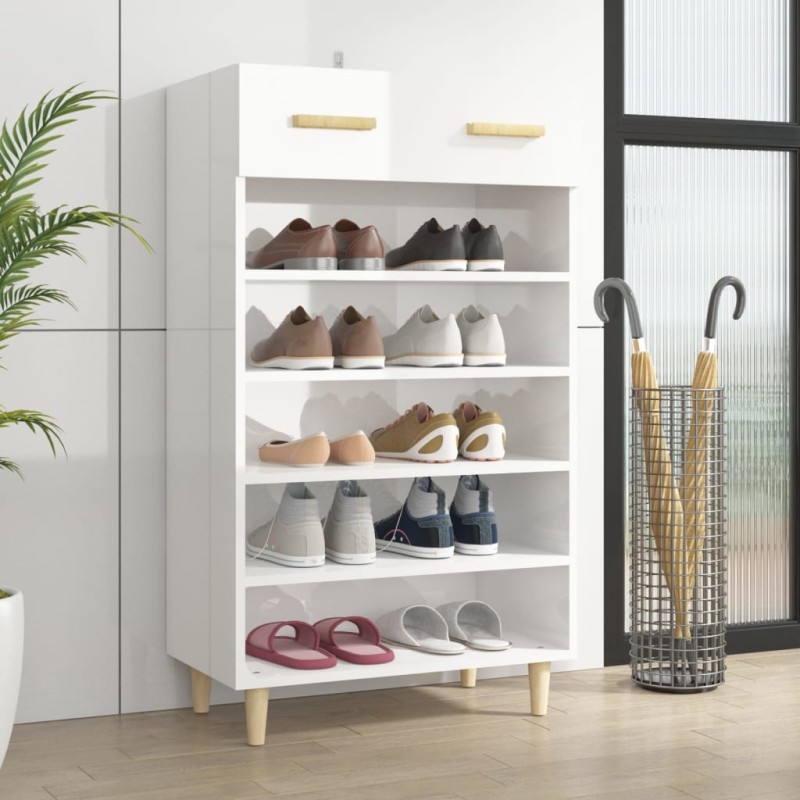 vidaXL Schuhschrank Hochglanz-Weiß 60x35x105 cm Holzwerkstoff vidaXL Schuhschrank Hochglanz-Weiß 60x35x105 cm Holzwerkstoff