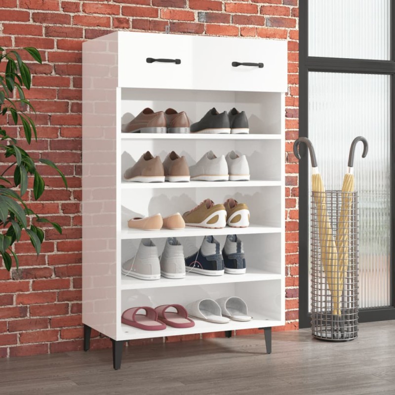 vidaXL Schuhschrank Hochglanz-Weiß 60x35x105 cm Holzwerkstoff vidaXL Schuhschrank Hochglanz-Weiß 60x35x105 cm Holzwerkstoff