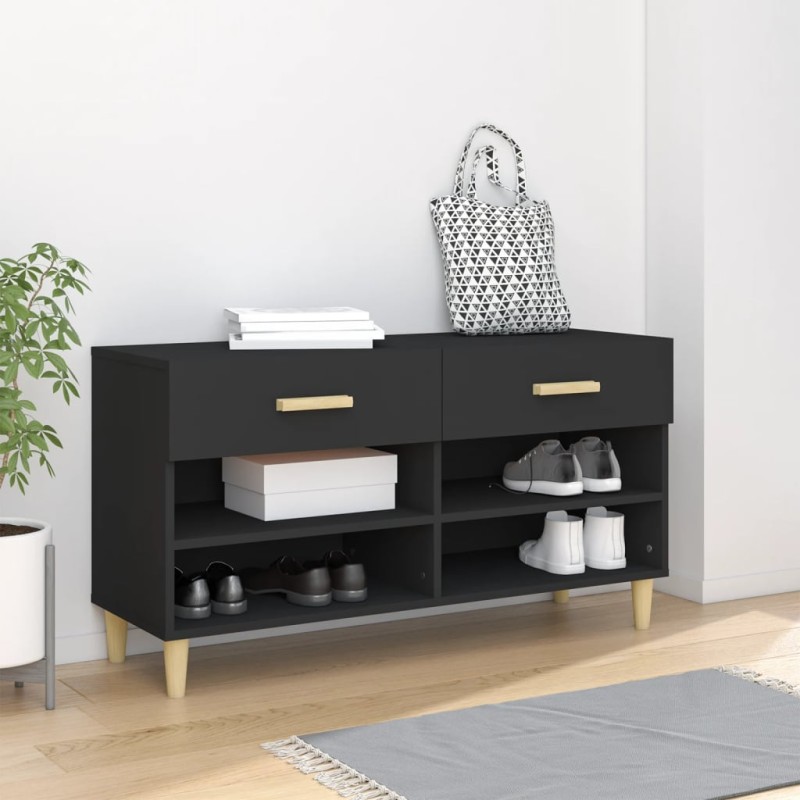 vidaXL Schuhschrank Schwarz 102x35x55 cm Holzwerkstoff vidaXL Schuhschrank Schwarz 102x35x55 cm Holzwerkstoff