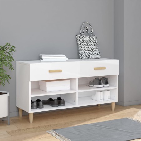 vidaXL Schuhschrank Hochglanz-Weiß 102x35x55 cm Holzwerkstoff