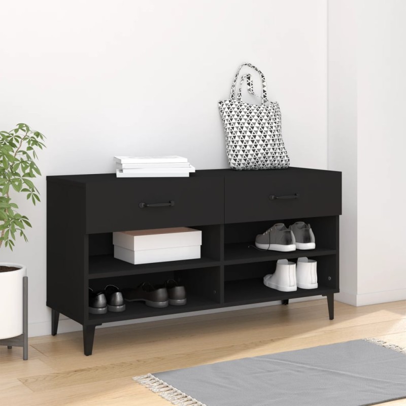 vidaXL Schuhschrank Schwarz 102x35x55 cm Holzwerkstoff vidaXL Schuhschrank Schwarz 102x35x55 cm Holzwerkstoff