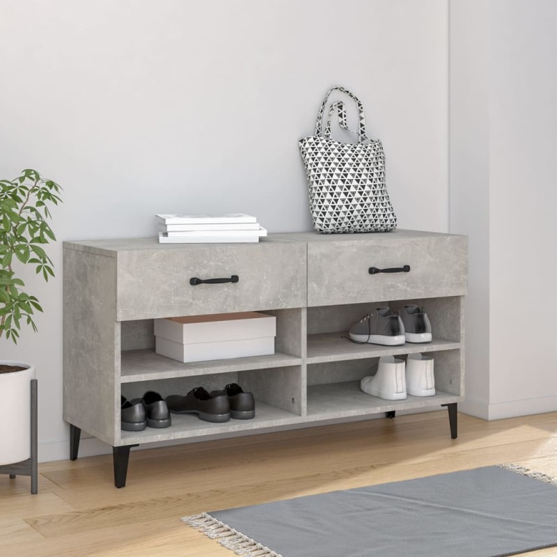 vidaXL Schuhschrank Betongrau 102x35x55 cm Holzwerkstoff vidaXL Schuhschrank Betongrau 102x35x55 cm Holzwerkstoff