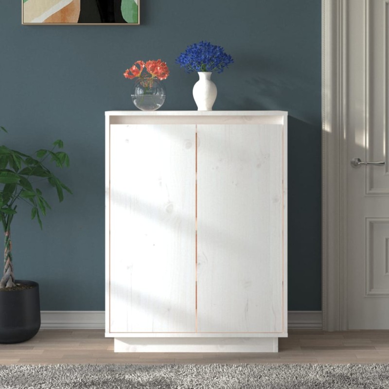 vidaXL Schuhschrank Weiß 60x35x80 cm Massivholz Kiefer vidaXL Schuhschrank Weiß 60x35x80 cm Massivholz Kiefer