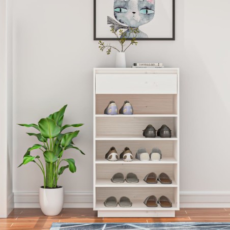 vidaXL Schuhregal Weiß 60x34x105 cm Massivholz Kiefer