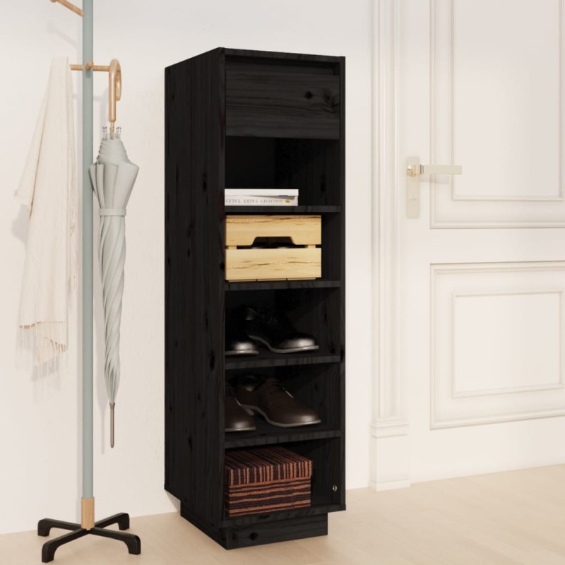 vidaXL Schuhregal Schwarz 34x30x105 cm Massivholz Kiefer vidaXL Schuhregal Schwarz 34x30x105 cm Massivholz Kiefer