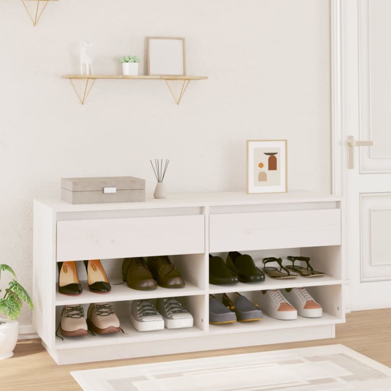 vidaXL Schuhregal Weiß 110x34x52 cm Massivholz Kiefer vidaXL Schuhregal Weiß 110x34x52 cm Massivholz Kiefer