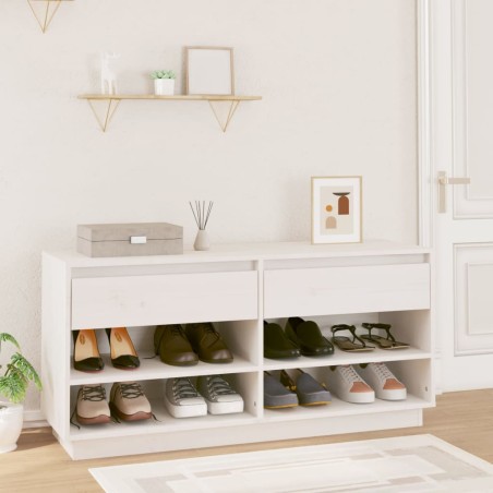 vidaXL Schuhregal Weiß 110x34x52 cm Massivholz Kiefer