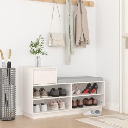 vidaXL Schuhregal Weiß 110x34x61 cm Massivholz Kiefer
