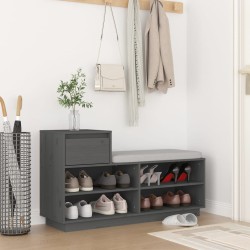 vidaXL Schuhregal Grau 110x34x61 cm Massivholz Kiefer