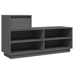vidaXL Schuhregal Grau 110x34x61 cm Massivholz Kiefer