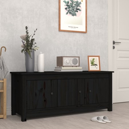 vidaXL Schuhschrank Schwarz 110x38x45,5 cm Massivholz Kiefer