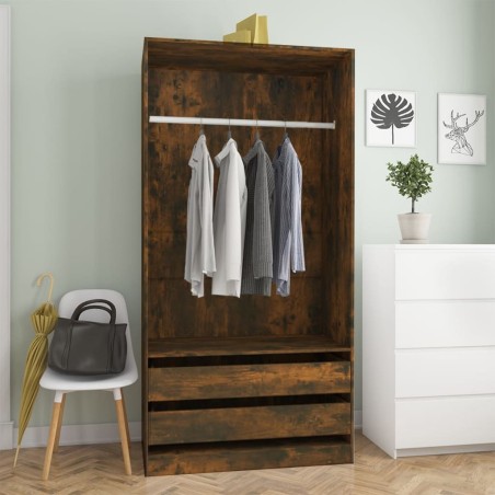 vidaXL Kleiderschrank Räuchereiche 100x50x200 cm Holzwerkstoff