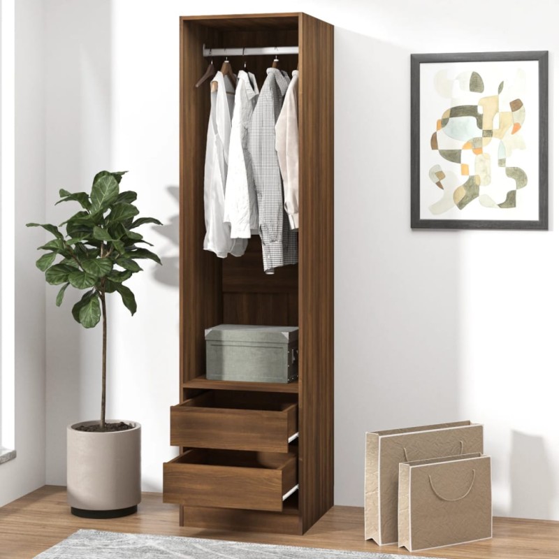vidaXL Kleiderschrank mit Schubladen Braun Eichen-Optik 50x50x200 cm vidaXL Kleiderschrank mit Schubladen Braun Eichen-Optik 50x50x200 cm