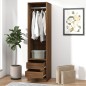 vidaXL Kleiderschrank mit Schubladen Braun Eichen-Optik 50x50x200 cm vidaXL Kleiderschrank mit Schubladen Braun Eichen-Optik 50x50x200 cm