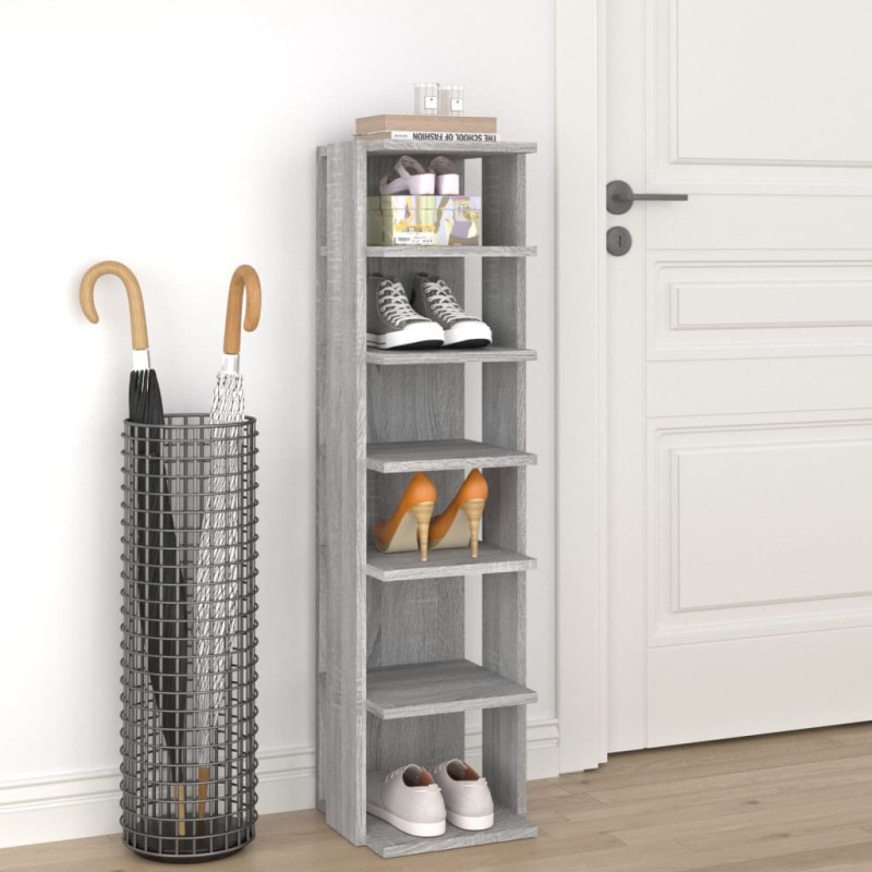 vidaXL Schuhregal Grau Sonoma 27,5x27x102 cm Holzwerkstoff vidaXL Schuhregal Grau Sonoma 27,5x27x102 cm Holzwerkstoff