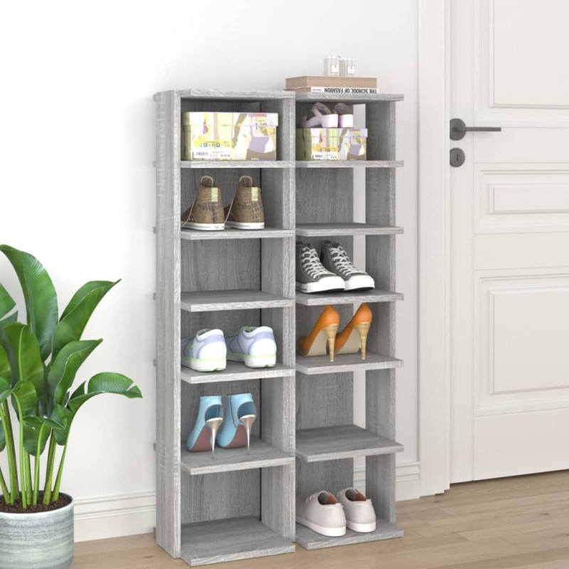 vidaXL Schuhregale 2 Stk. Grau Sonoma 27,5x27x102 cm Holzwerkstoff vidaXL Schuhregale 2 Stk. Grau Sonoma 27,5x27x102 cm Holzwerkstoff