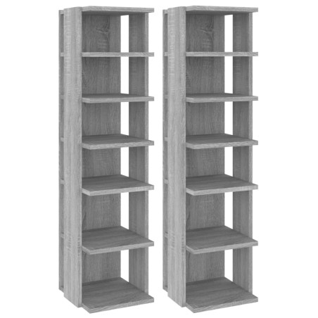 vidaXL Schuhregale 2 Stk. Grau Sonoma 27,5x27x102 cm Holzwerkstoff