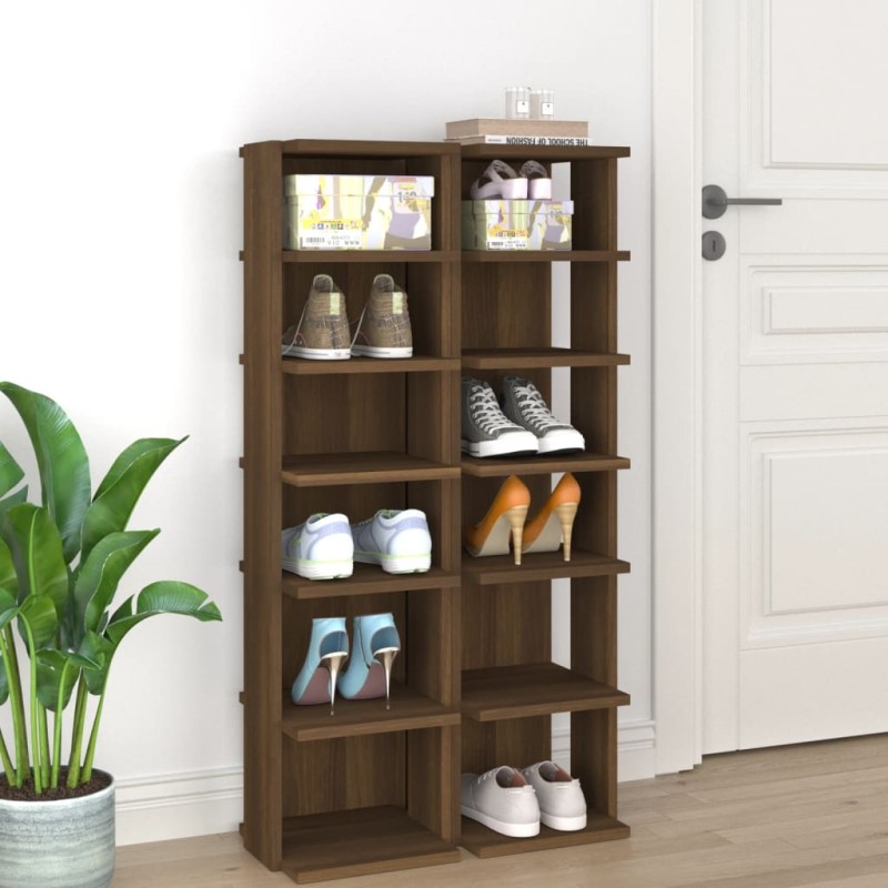 vidaXL Schuhregale 2 Stk. Braun Eiche 27,5x27x102 cm Holzwerkstoff vidaXL Schuhregale 2 Stk. Braun Eiche 27,5x27x102 cm Holzwerkstoff