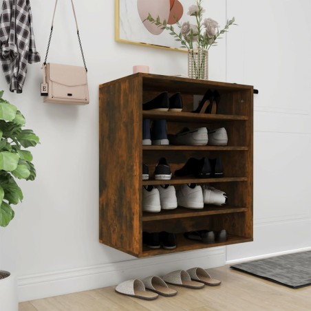 vidaXL Schuhschrank Räuchereiche 60x35x70 cm Holzwerkstoff