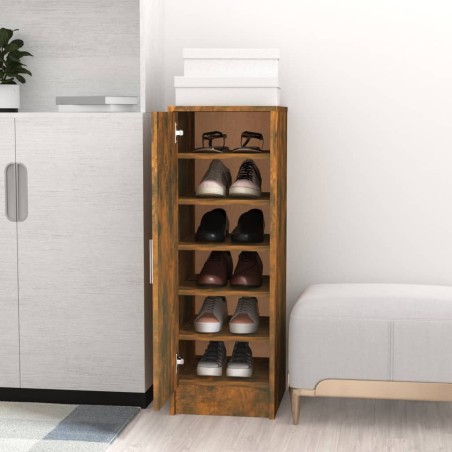 vidaXL Schuhregal Räuchereiche 32x35x92 cm Holzwerkstoff