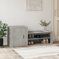 vidaXL Schuhschrank Betongrau 130x35x54 cm Holzwerkstoff