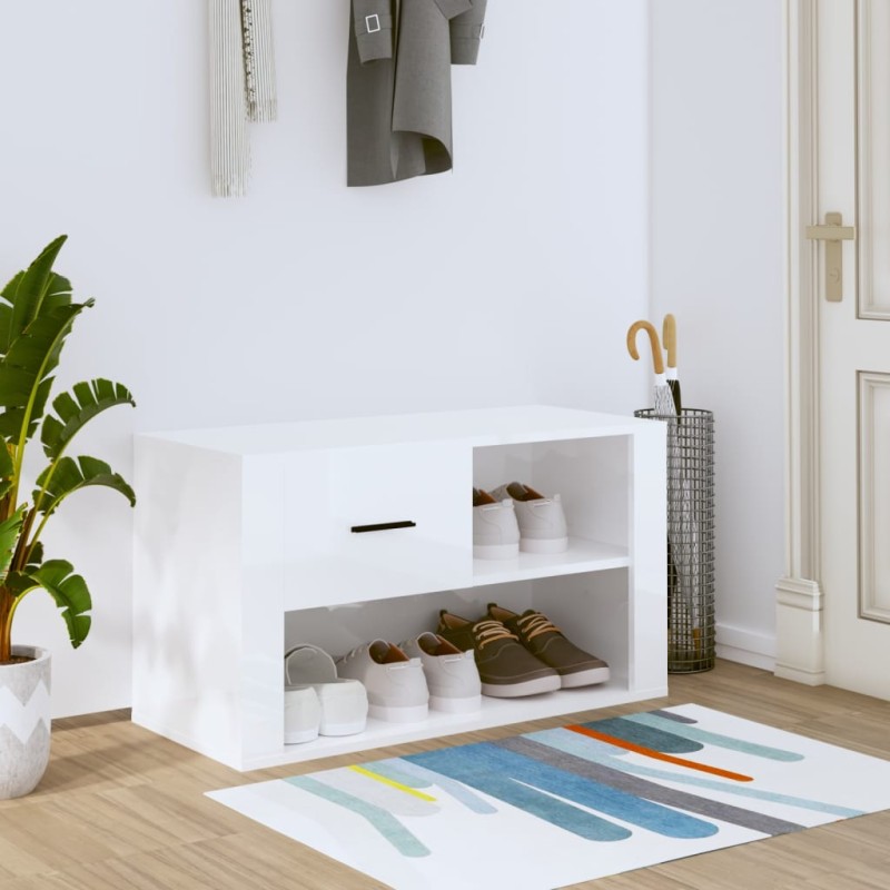 vidaXL Schuhschrank Hochglanz-Weiß 80x35x45 cm Holzwerkstoff vidaXL Schuhschrank Hochglanz-Weiß 80x35x45 cm Holzwerkstoff