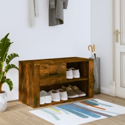 vidaXL Schuhschrank Räuchereiche 80x35x45 cm Holzwerkstoff