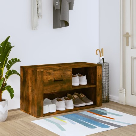 vidaXL Schuhschrank Räuchereiche 80x35x45 cm Holzwerkstoff