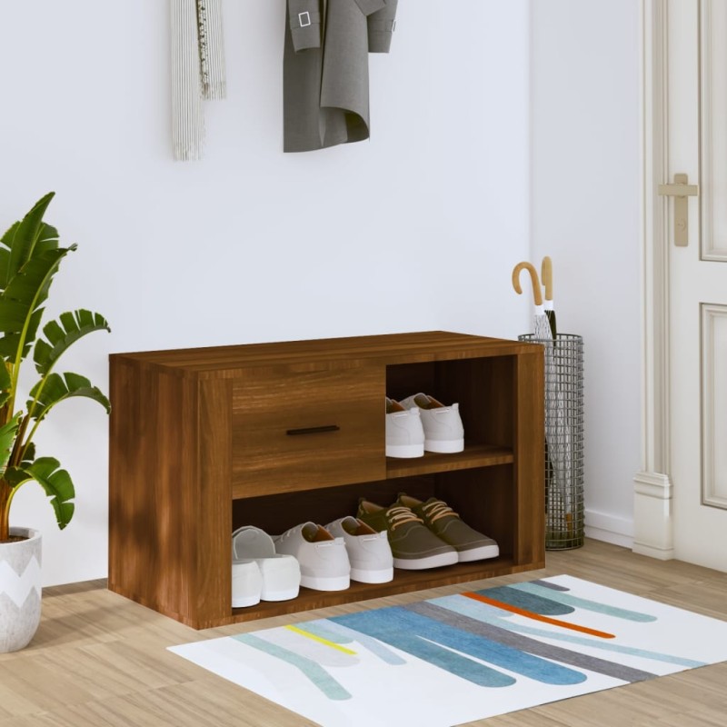 vidaXL Schuhschrank Braun Eichen-Optik 80x35x45 cm Holzwerkstoff vidaXL Schuhschrank Braun Eichen-Optik 80x35x45 cm Holzwerkstoff