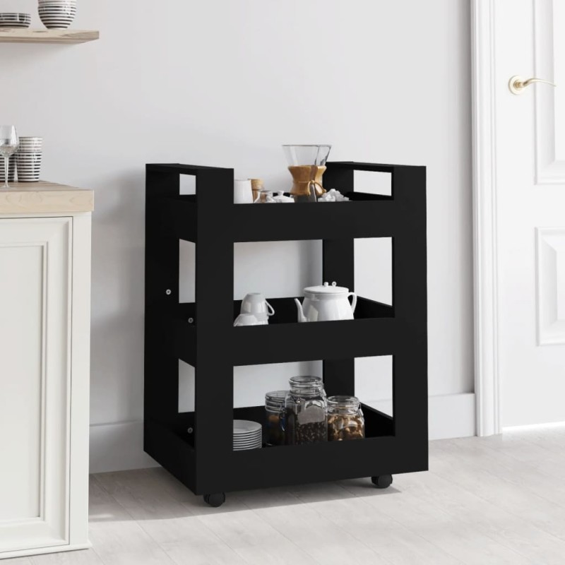 vidaXL Küchenwagen Schwarz 60x45x80 cm Holzwerkstoff vidaXL Küchenwagen Schwarz 60x45x80 cm Holzwerkstoff