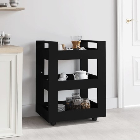 vidaXL Küchenwagen Schwarz 60x45x80 cm Holzwerkstoff