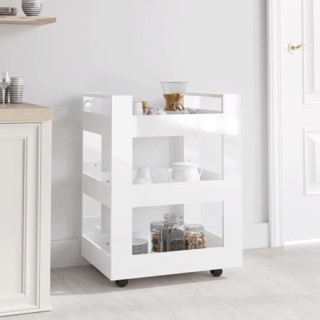 vidaXL Küchenwagen Hochglanz-Weiß 60x45x80 cm Holzwerkstoff
