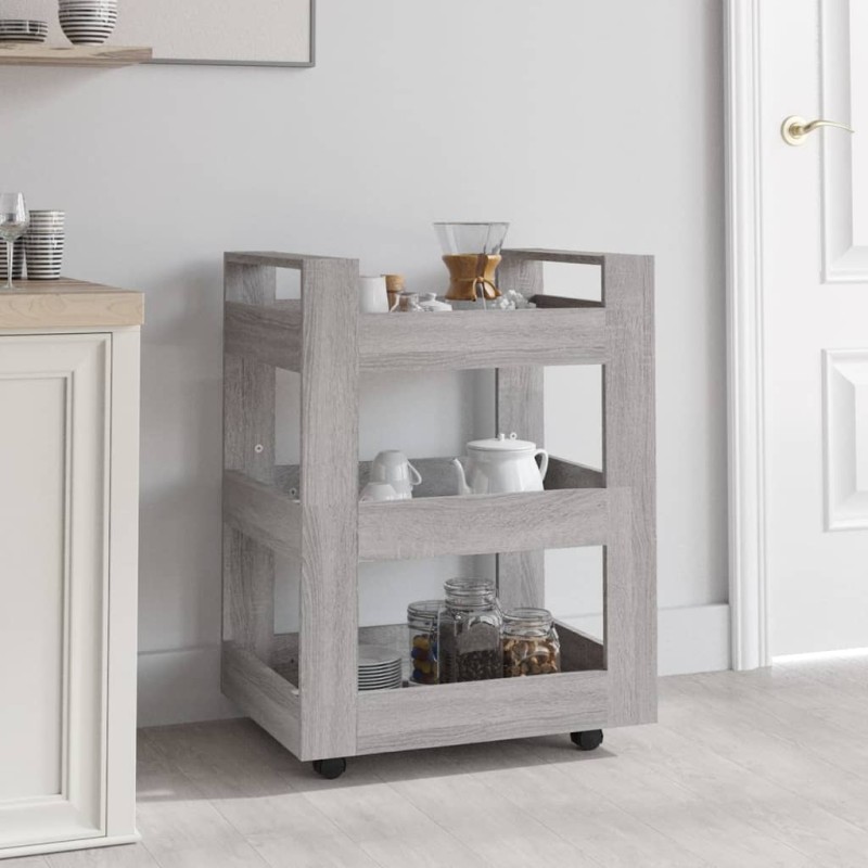 vidaXL Küchenwagen Grau Sonoma 60x45x80 cm Holzwerkstoff vidaXL Küchenwagen Grau Sonoma 60x45x80 cm Holzwerkstoff