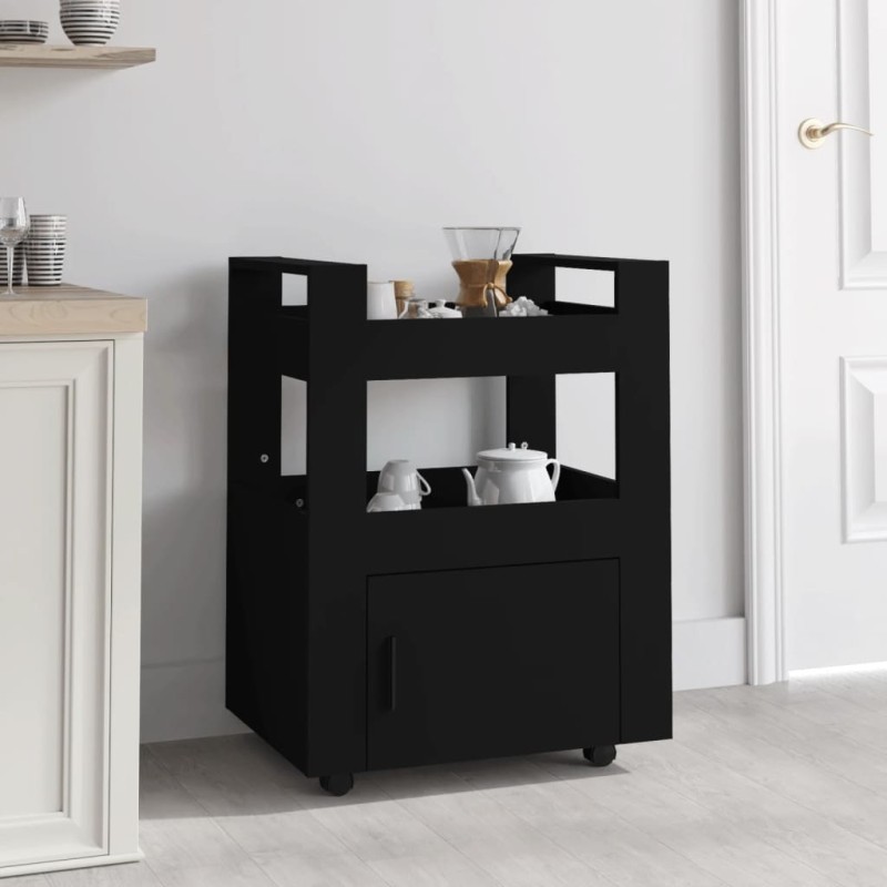 vidaXL Küchenwagen Schwarz 60x45x80 cm Holzwerkstoff vidaXL Küchenwagen Schwarz 60x45x80 cm Holzwerkstoff