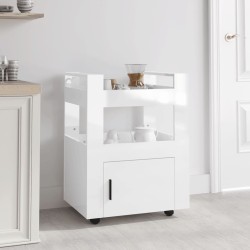 vidaXL Küchenwagen Hochglanz-Weiß 60x45x80 cm Holzwerkstoff