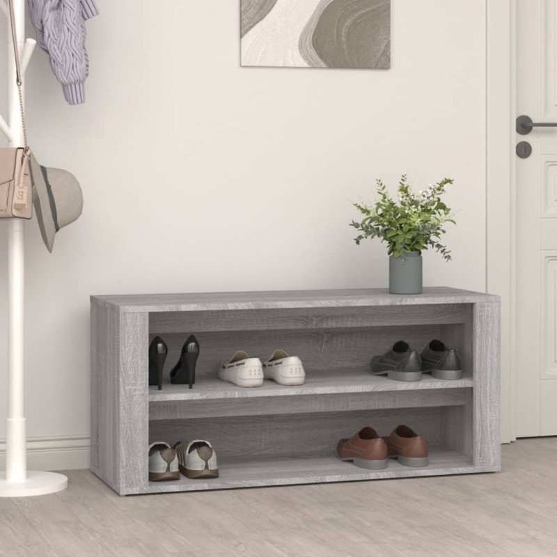 vidaXL Schuhregal Grau Sonoma 100x35x45 cm Holzwerkstoff vidaXL Schuhregal Grau Sonoma 100x35x45 cm Holzwerkstoff