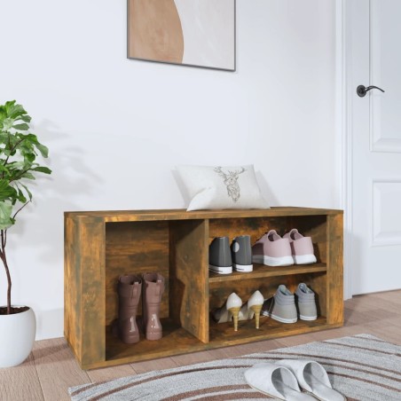 vidaXL Schuhregal Räuchereiche 100x35x45 cm Holzwerkstoff