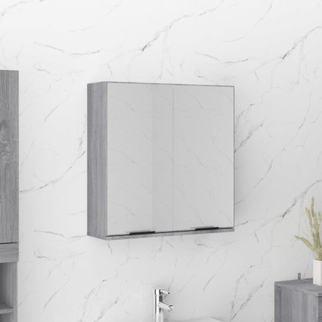 vidaXL Bad-Spiegelschrank Grau Sonoma 64x20x67 cm