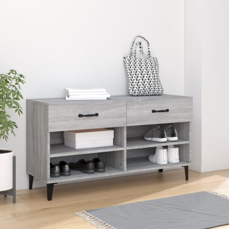 vidaXL Schuhschrank Grau Sonoma 102x35x55 cm Holzwerkstoff vidaXL Schuhschrank Grau Sonoma 102x35x55 cm Holzwerkstoff