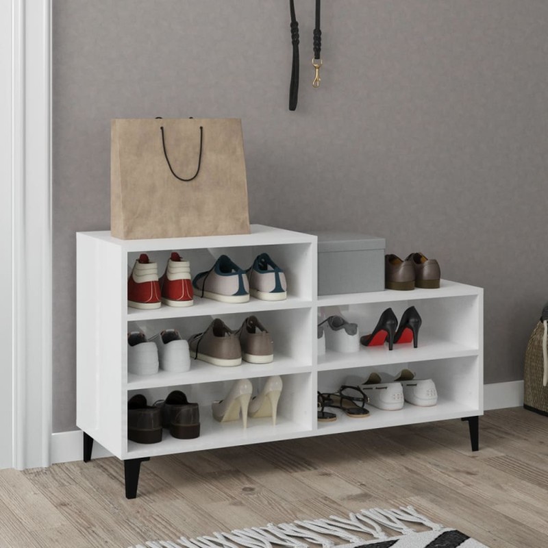 vidaXL Schuhregal Hochglanz-Weiß 102x36x60 cm Holzwerkstoff vidaXL Schuhregal Hochglanz-Weiß 102x36x60 cm Holzwerkstoff