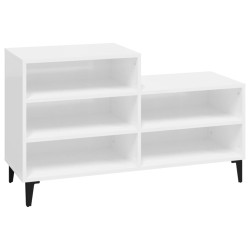 vidaXL Schuhregal Hochglanz-Weiß 102x36x60 cm Holzwerkstoff