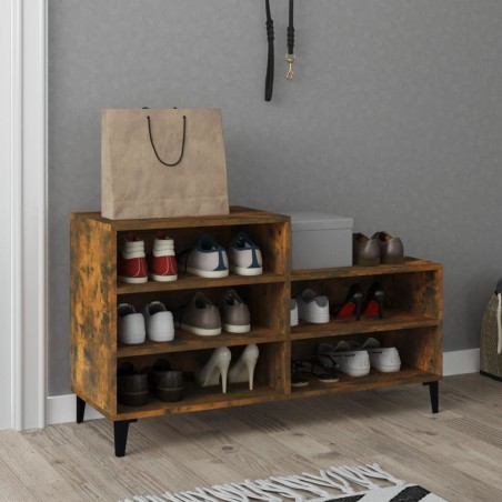 vidaXL Schuhregal Räuchereiche 102x36x60 cm Holzwerkstoff
