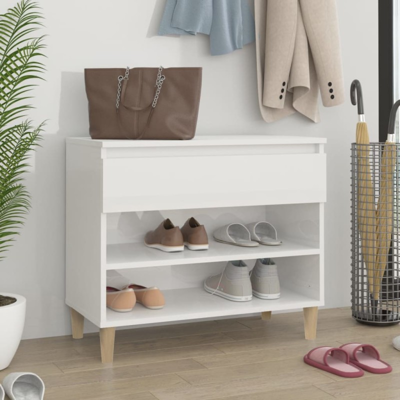 vidaXL Schuhregal Hochglanz-Weiß 70x36x60 cm Holzwerkstoff vidaXL Schuhregal Hochglanz-Weiß 70x36x60 cm Holzwerkstoff